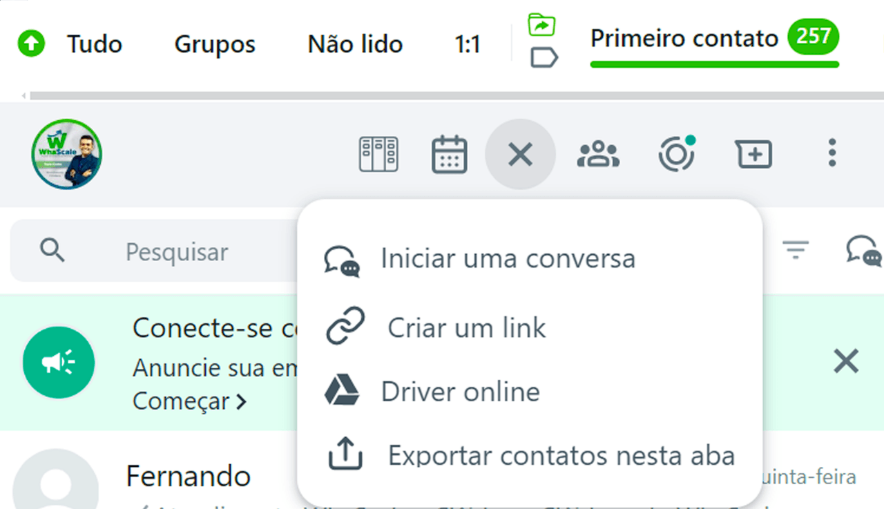 Exporte os contatos